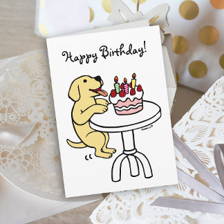 Cartão Bolo de Cartoon Amarelo de Bolo de Aniversário