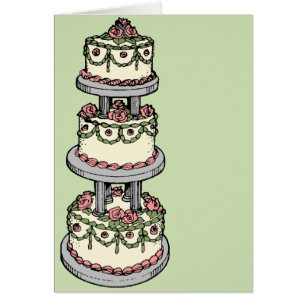 Cartão Bolo de casamento - cor customizável!
