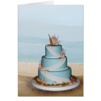 Cartão Bolo de casamento elegante de Shell do mar