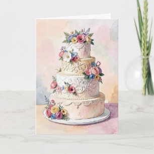 Cartão Bolo de Casamento Parabéns