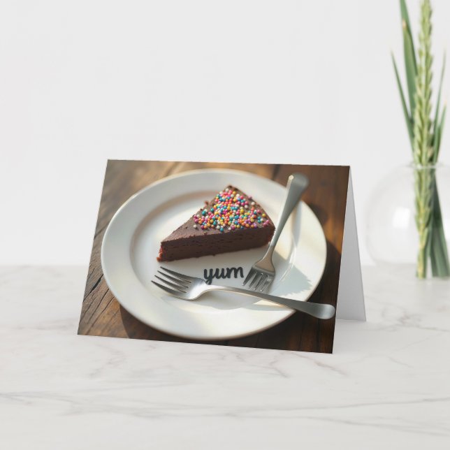 Cartão Bolo de Chocolate de Aniversário (Frente)