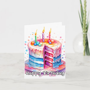 Cartão Bolo de festas de aniversário feliz