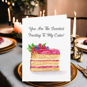 Cartão Bolo de Framboesa Aquarela Aniversário de Casament