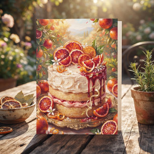 Cartão Bolo de Laranja Cristalizada Feliz Aniversário I