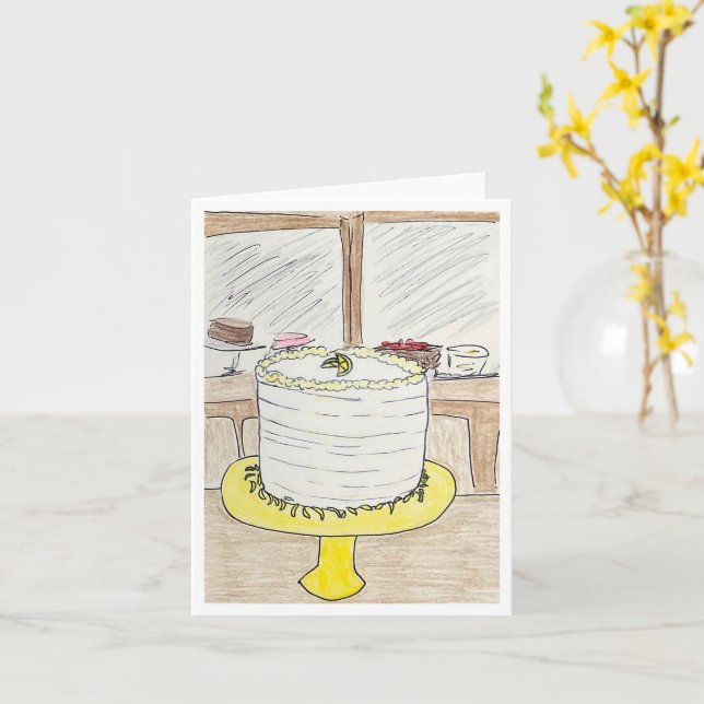Cartão Bolo De Limão De Aniversário (Flor Amarela)