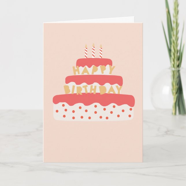 Cartão Bolo de Namorado com Velas borrifadas Rosa (Frente)