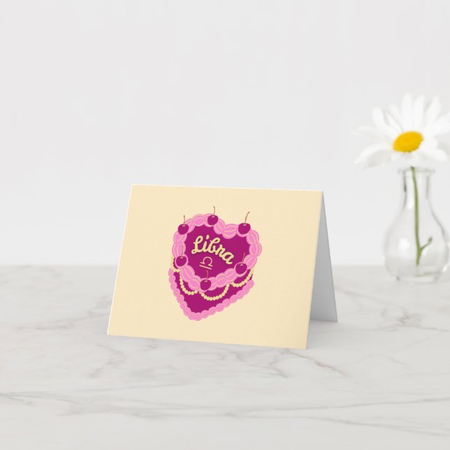 Cartão Bolo de Nascimento do Cardíaco Libra Zodiac Pastel (Planta pequena)