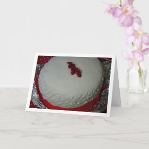 Cartão Bolo de Natal Decorativo em Inglês Tradicional