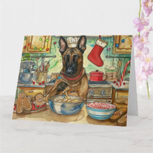 Cartão Bolo de Natal do Malinoi Belga: Natal Festivo
