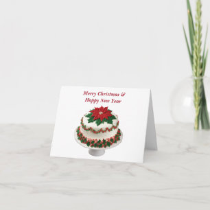 Cartão Bolo de Natal Poinsettia Vermelha Feliz Natal