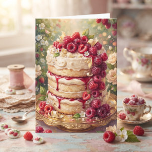 Cartão Bolo de Raspberry e Baunilha Feliz Aniversário S