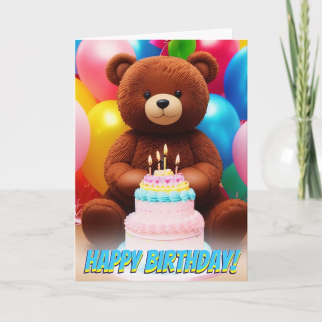Cartão Bolo de Urso Adorável de Teddy Bashday (Frente)