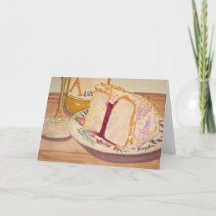 Cartão Bolo e Vinho de Aniversário