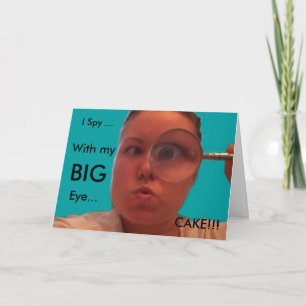 Cartão Bolo, eu espio..., BOLO!!!, com meu, GRANDE, Olho.
