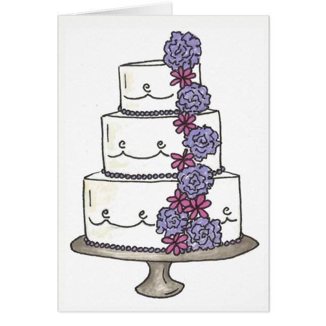 Cartão Bolo Floral de parabéns do Aniversário (Frente)