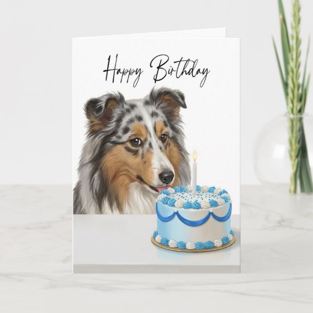 Cartão Bolo Inspetor Blue Merle Sheltie (Frente)