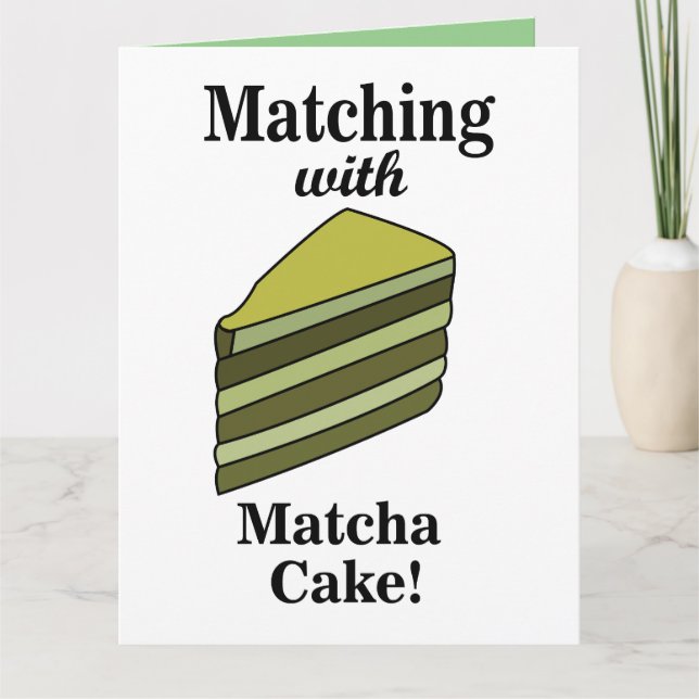 Cartão Bolo Verde Matcha Comida Engraçado (Frente)