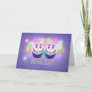 Cartão Bolos de Aniversário Sorridente de 100 anos