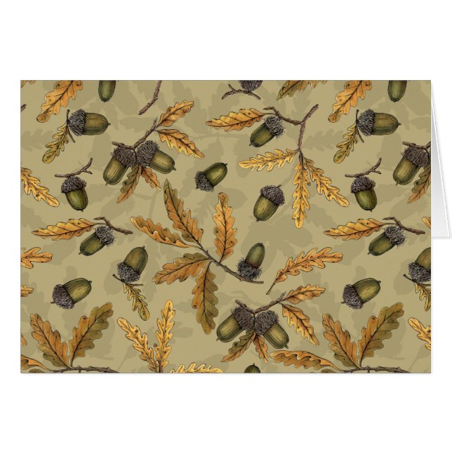 Cartão Bolotas e folhas de carvalho em névoa (Frente Horizontal)