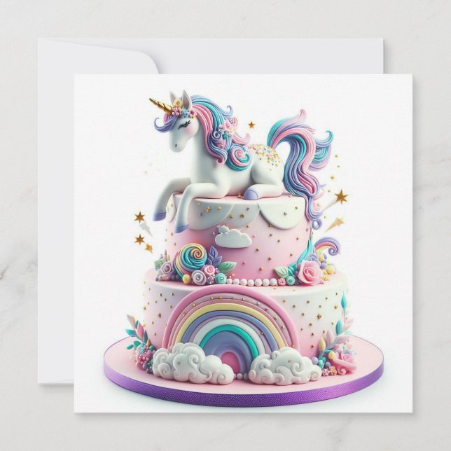 CARTÃO BOLSA DE ANIVERSÁRIO DE CRIANÇA RAINBOWS E UNICORN (Frente)