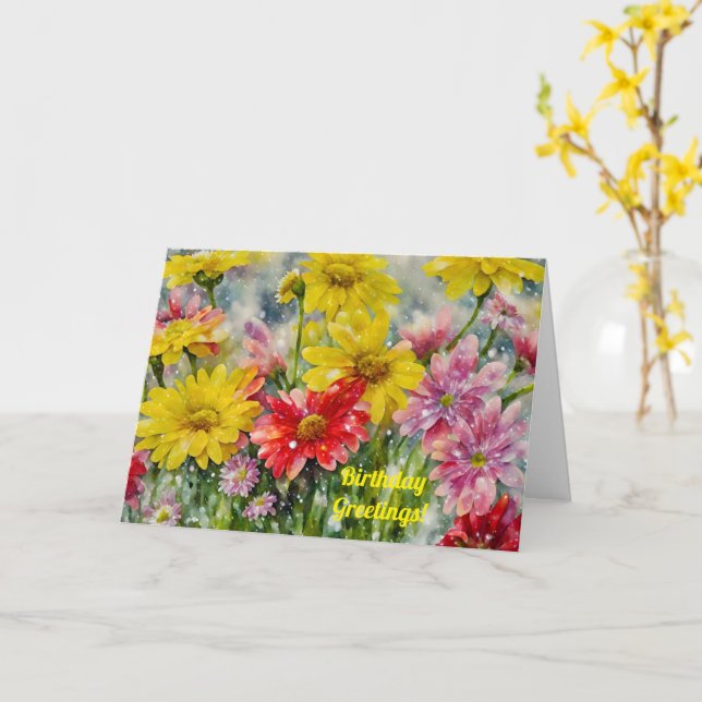 Cartão Bolsa de Aniversário de inverno Flores de Neve (Flor Amarela)