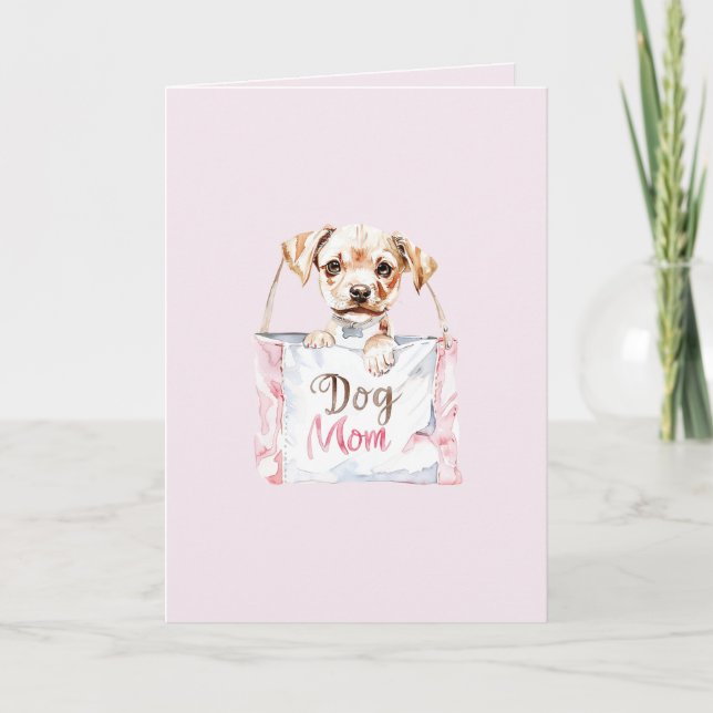 Cartão Bolsa de Mãe de Cachorro Rosa Bege (Frente)