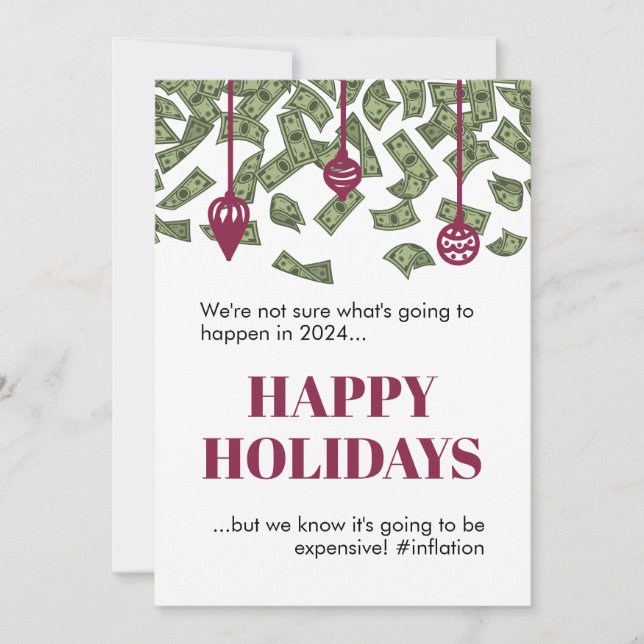 Cartão Bolsa de Natal 2022 - Inflação em Numerário Engraç (Frente)