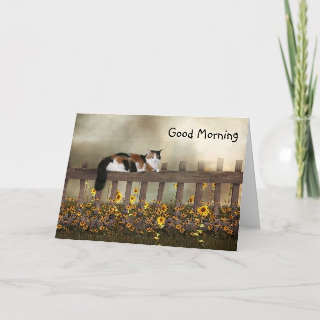 Cartão Bom dia, gatinho do Calico (Frente)