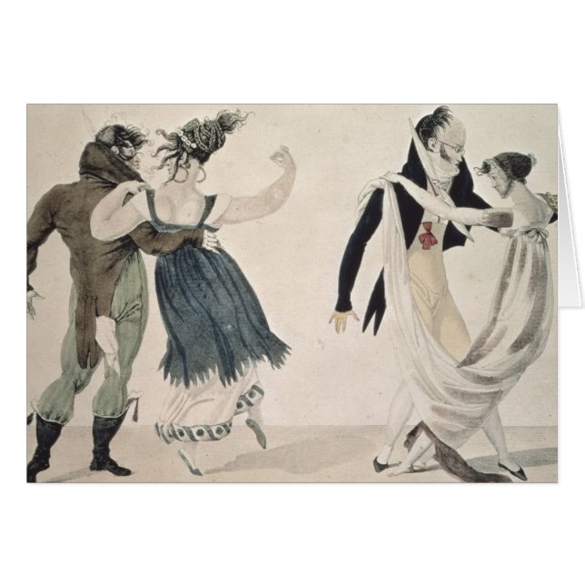 Cartão Bom formulário, no. 1: A valsa, desenhos animados (Frente Horizontal)