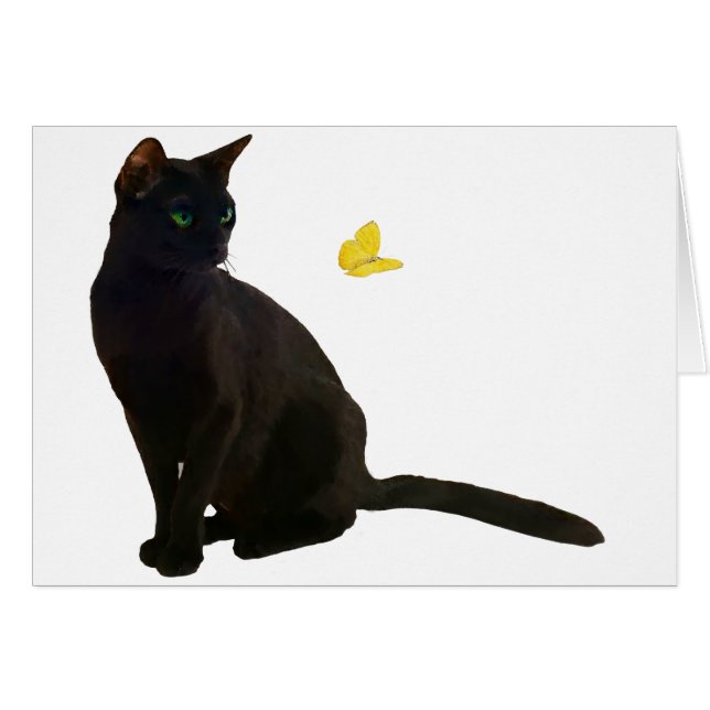 Cartão Bombaim Cat & Butterfly (Frente Horizontal)