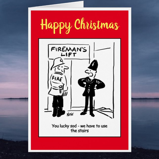 Cartão Bombeiro e policial compartilham uma Piada (Criador carregado)