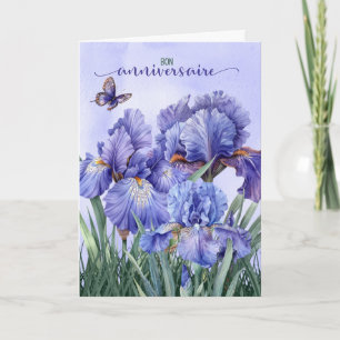Cartão Bon Anniversaire Purple Iris Birthday
