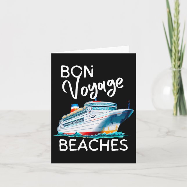 Cartão Bon Voyage Beaches Cruise Graphic Ship Graphic Par (Frente)