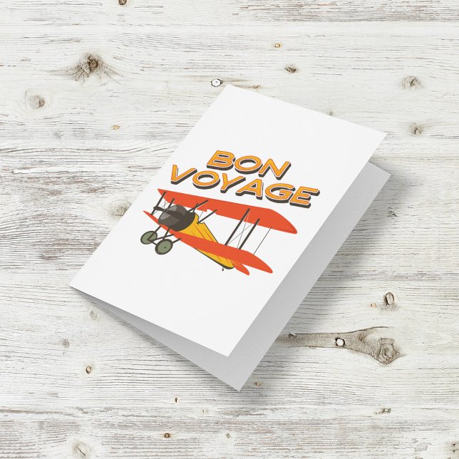 Cartão Bon Voyage Biplane Vintage Avião (Criador carregado)