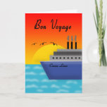 Cartão Bon Voyage (Cruise) Greeting Card<br><div class="desc">A colorful contemporary card to wish family or friends Bon Voyage. The card features a cruise ship,  seagulls and sunset. Card©2015 Kreative Sentiments Cards by Sherry Harris</div>
