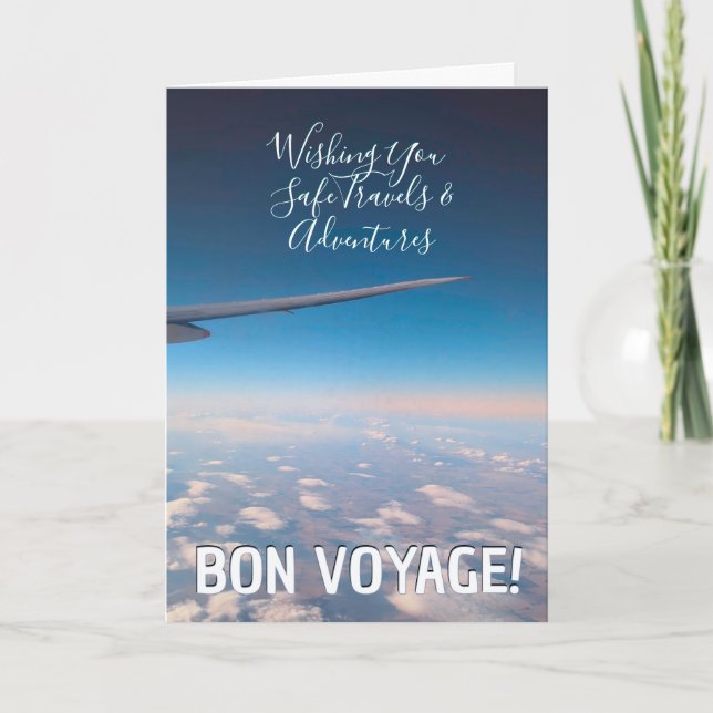 Cartão Bon Voyage! Safe Travels Wishes Window Seat Views (Frente)