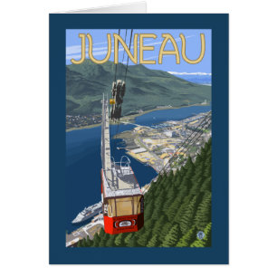 Cartão Bonde sobre poster das viagens vintage de Juneau,
