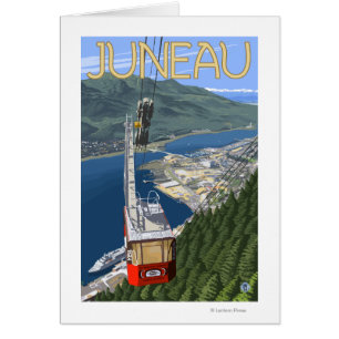 Cartão Bonde sobre poster das viagens vintage de Juneau,