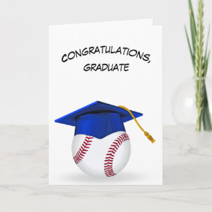 Cartão Boné de formatura Azul em um Baseball