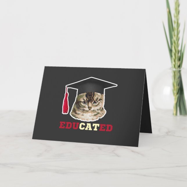 Cartão Boné de formatura educado para Vestir Gatos (Frente)