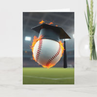 Boné de formatura em um beisebol flamejante