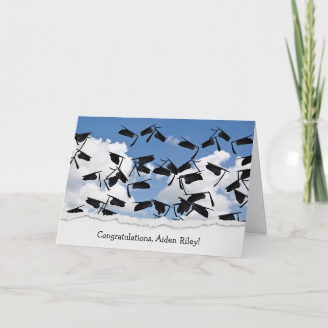 Cartão boné de formatura no céu (Frente)
