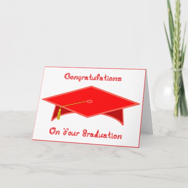 Cartão Boné de formatura Red Paper Hat ou Card Printable (Frente)