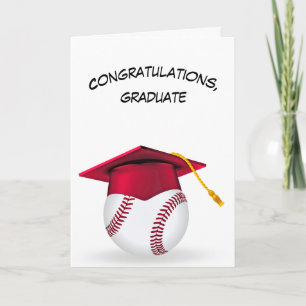 Cartão Boné de formatura Vermelho em um Baseball