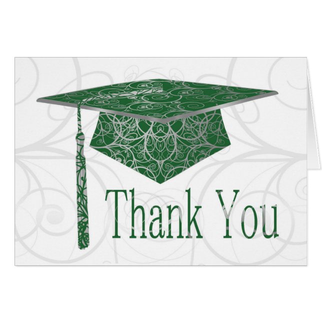 Cartão Boné Floral Verde e Prata (Frente horizontal)