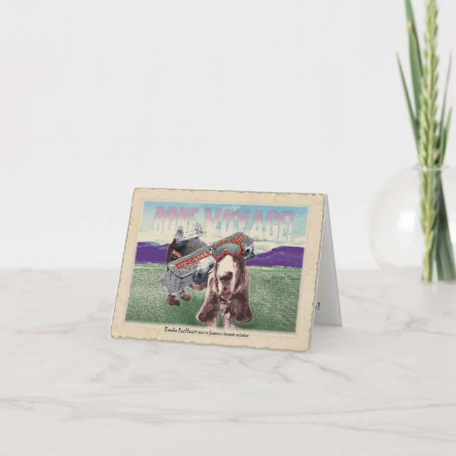 Cartão Bone Voyage!: Basset travel greetings (Frente)
