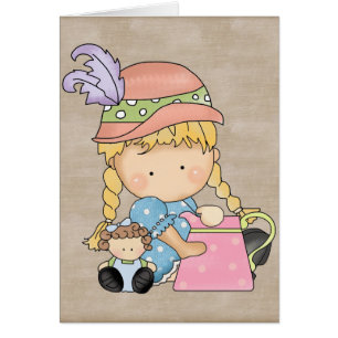 Cartão Boneca adorável do país