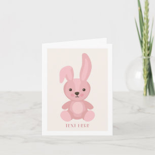 Cartão Boneca de coelho rosa
