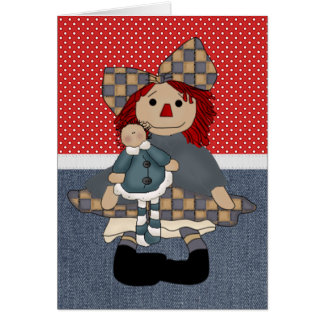 Cartão Boneca de pano adorável do país