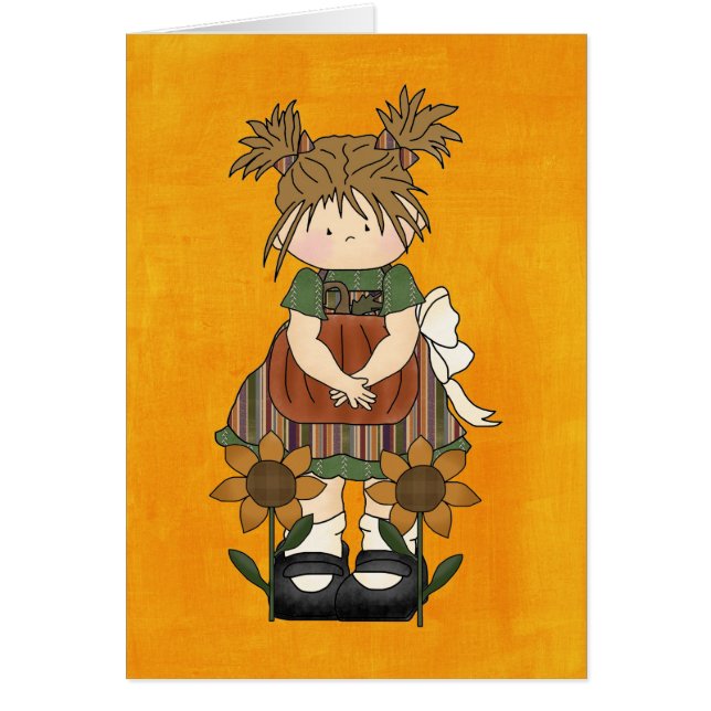 Cartão Boneca de pano adorável do país (Frente)